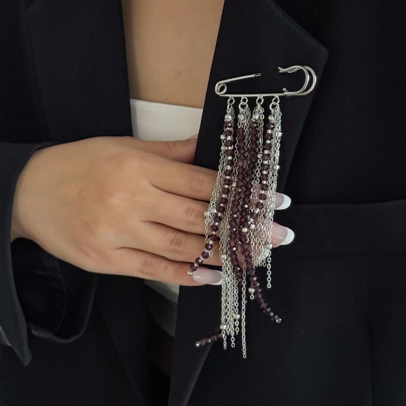 Shimmering Rhinestones Fringe Brooch Fashionable Statement Lapel Pin Accessories For Blazers And Denims