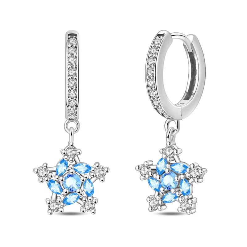 Luxury 925 Silver Pink Bowknot Stud Earrings Diamond Flower Heart Hoop Earrings for Women Sweet Fine Jewelry Gift