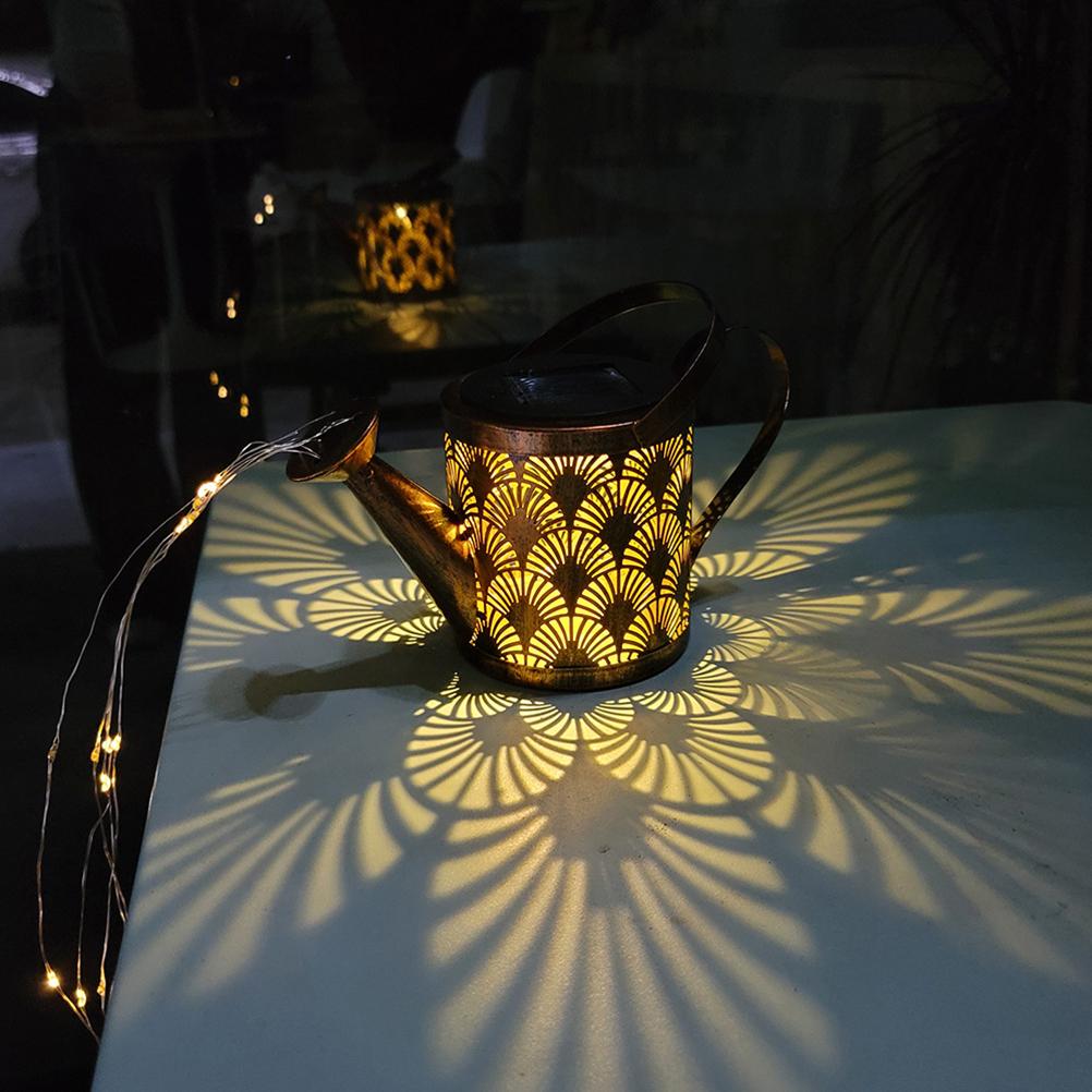 Solar Watering Can with Lights Outdoor Hanging Lantern Metal Waterproof Garden Lights Decorations for Table Patio Yards