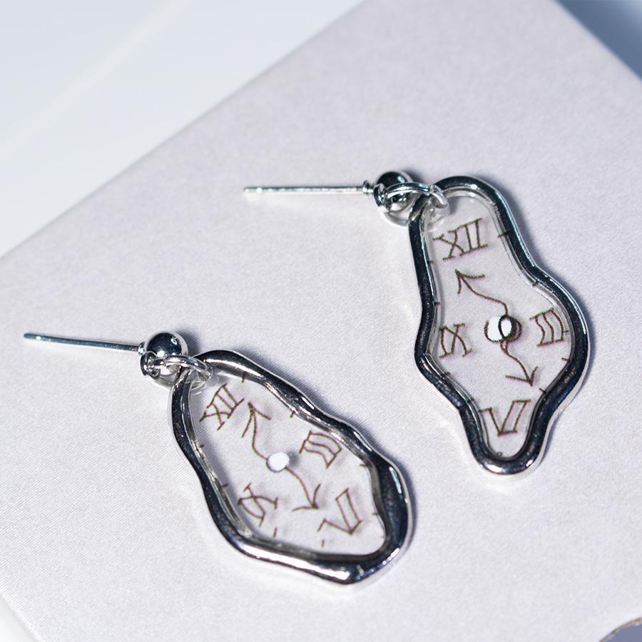 Unregelmäßige Glasuhr Ohrstecker Ohrring Gold Silber Plattierte Ohrringe für Frauen