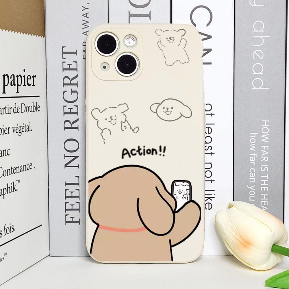 Funny Animal Dog Couple Phone Case for IPhone 11 12 13 14 15 16 Pro Max Mini 7 8 Plus X XS MAX SE2 Soft Cover Paired Fundas Skin