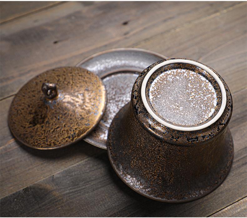 Japanese Rust Glaze Stoneware Teapot Handcrafted Retro Ceramic Kungfu Tea Pot Filter & Handle SmallAirtight Design (Single Pot)