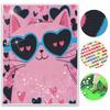 5D Full Diamond Round Diamond Painting Set Pink Cat with Heart Sunglasses Living Room Decoration Craft Wall Art