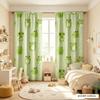 2-piece set of cute frog printed curtains, bedroom insulation semi blackout window screen fabric, machine washable polyester fib