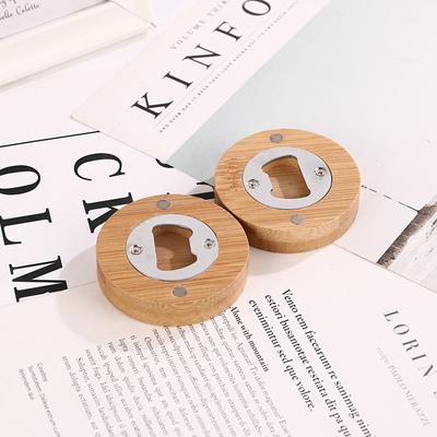 2 Creative Bottle Openers Bamboo Magnet Beverage Beer Bottle Opener Household Portable Magnetic Refrigerator Sticker