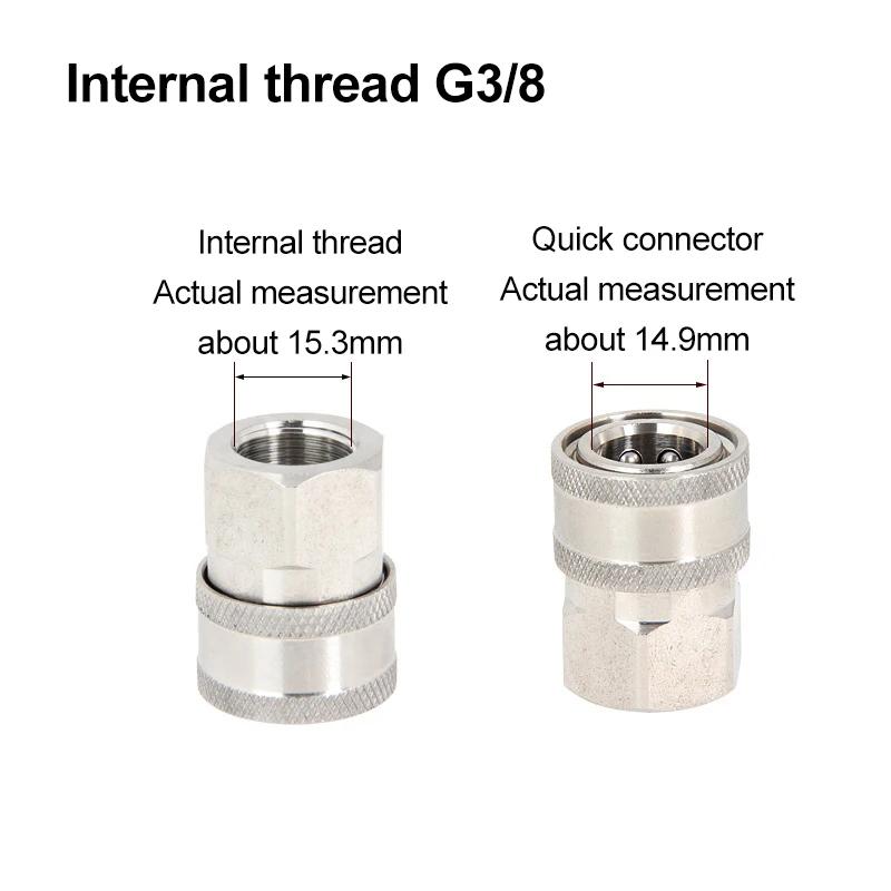 Stainless Steel G3/8 Pipe G1/2 High-pressure Water Gun Quick Connector