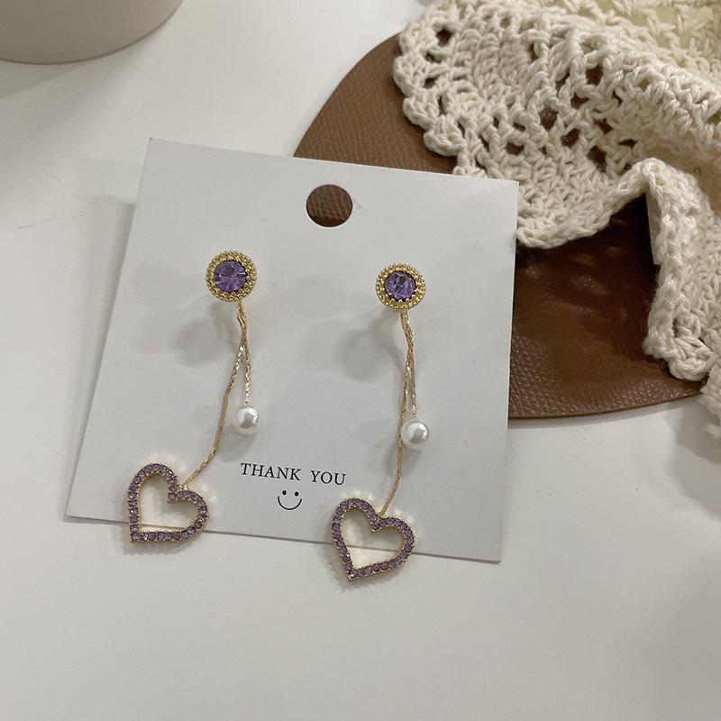 

Purple Tassel Stud Earrings: S925 Silver Needle, Summer Luxury, Japanese-Korean Design