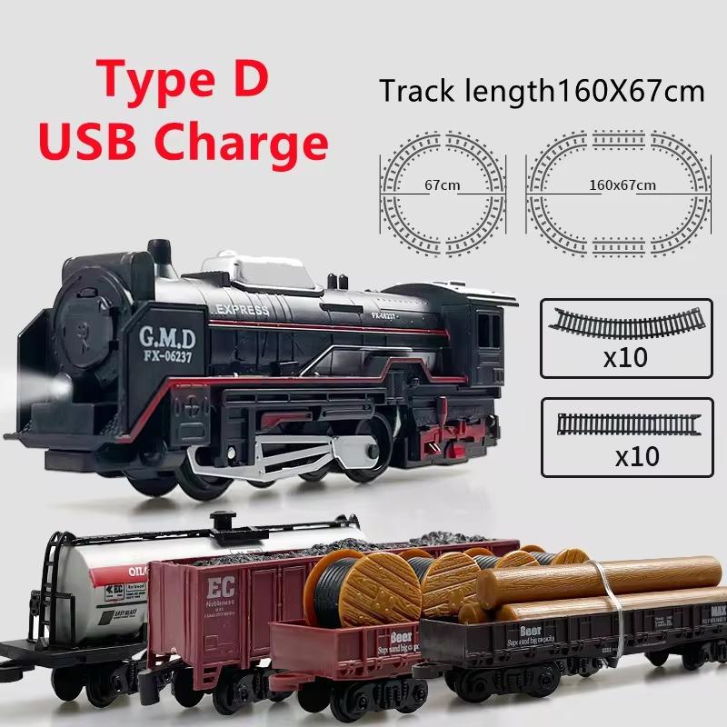 Christmas Train Set Toys for Kids with Lights Train Locomotive Engine Railway Kits Carriages Tracks Model Toddler Birthday Gifts