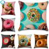 Food Donuts Printed Cushion Cover Decorative Home Sofa Cotton Linen Pillow Cover Chair Car Pillowcase 45X45Cm Fundas De Cojin
