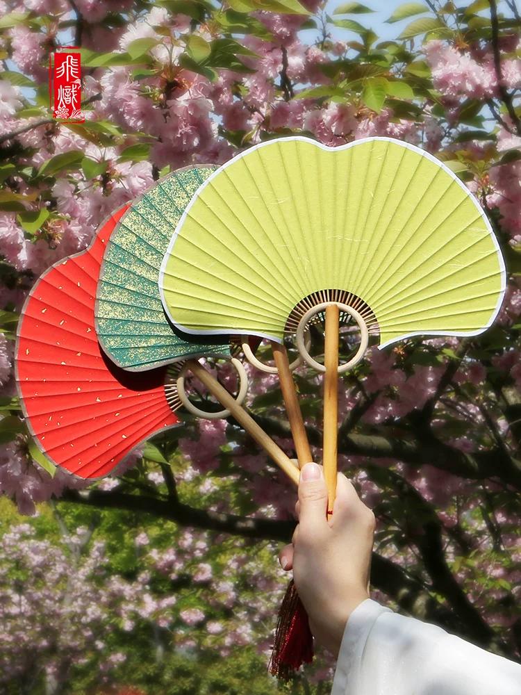 [Flying] Ginkgo Leaf Chinese Ancient Style Fan Circular Fan Waxed Xuan Paper Medium Raw Props Double-Sided Suzhou Temple Fan