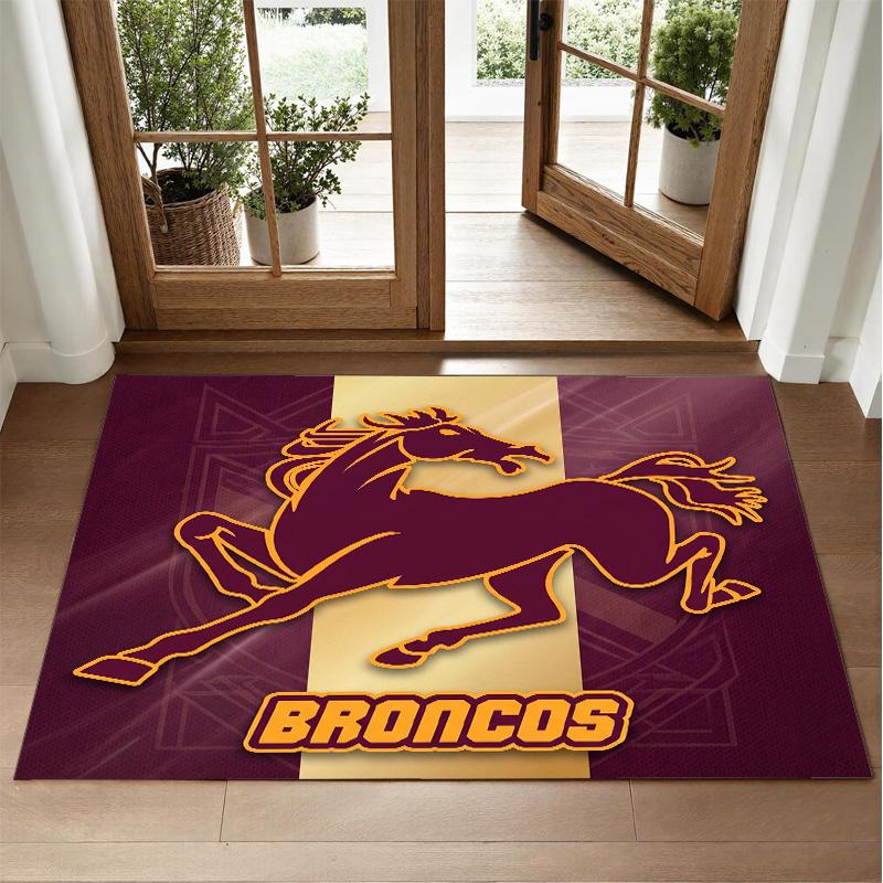 Brisbane Broncos Design Crystal Velvet Rug Soft Decorative Mat for Bedroom Entrance
