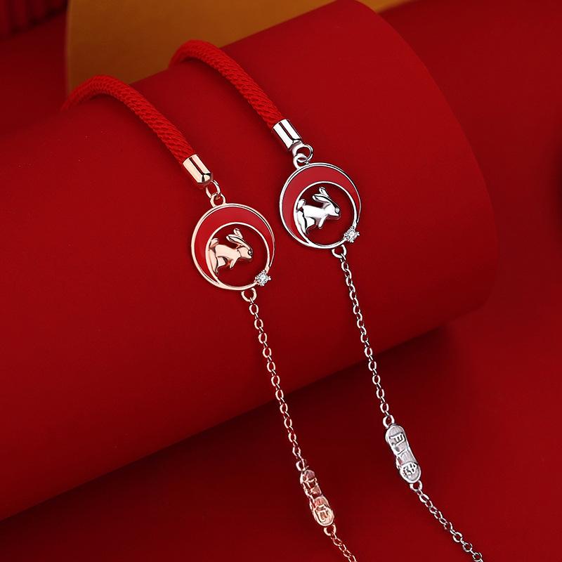 Original Temperature-sensitive Color-changing Moon Rabbit Hand Rope, Female Light Luxury Sweet Cute Rabbit Bracelet New Gift for Girlfriends
