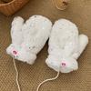 Fleece Lined Fleece Lined Gloves Polyester Windproof Winter Gloves Plush Mitten Gloves  Student