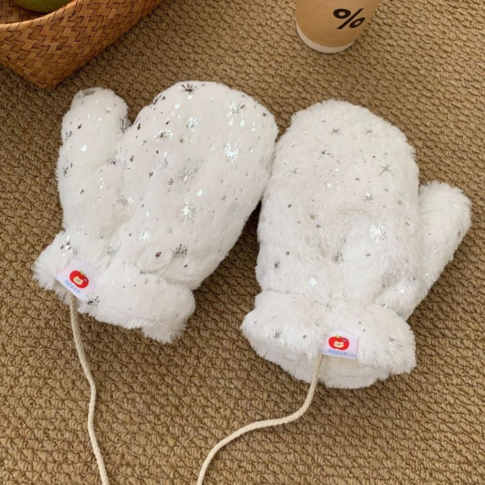 Fleece Lined Fleece Lined Gloves Polyester Windproof Winter Gloves Plush Mitten Gloves Student