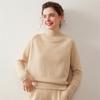 Women's Cashmere Knit Sweater - Solid Color, Half-High Collar, Loose Slimming Fit, Thick Drop Shoulder Sleeves for Autumn/Winter