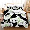 3D Panda Duvet Cover Set King Size Cute Panda Bamboo Bedding Set Black White Bear Polyester Quilt Cover for Boy Kid for Bedroom