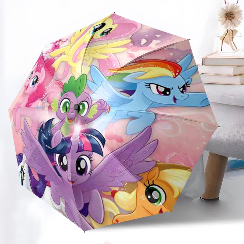 Little Pony Fashionable Automatic Opening/Closing Folding Umbrella. Portable and Foldable, Ideal for Gift, Travel, and Daily Use.