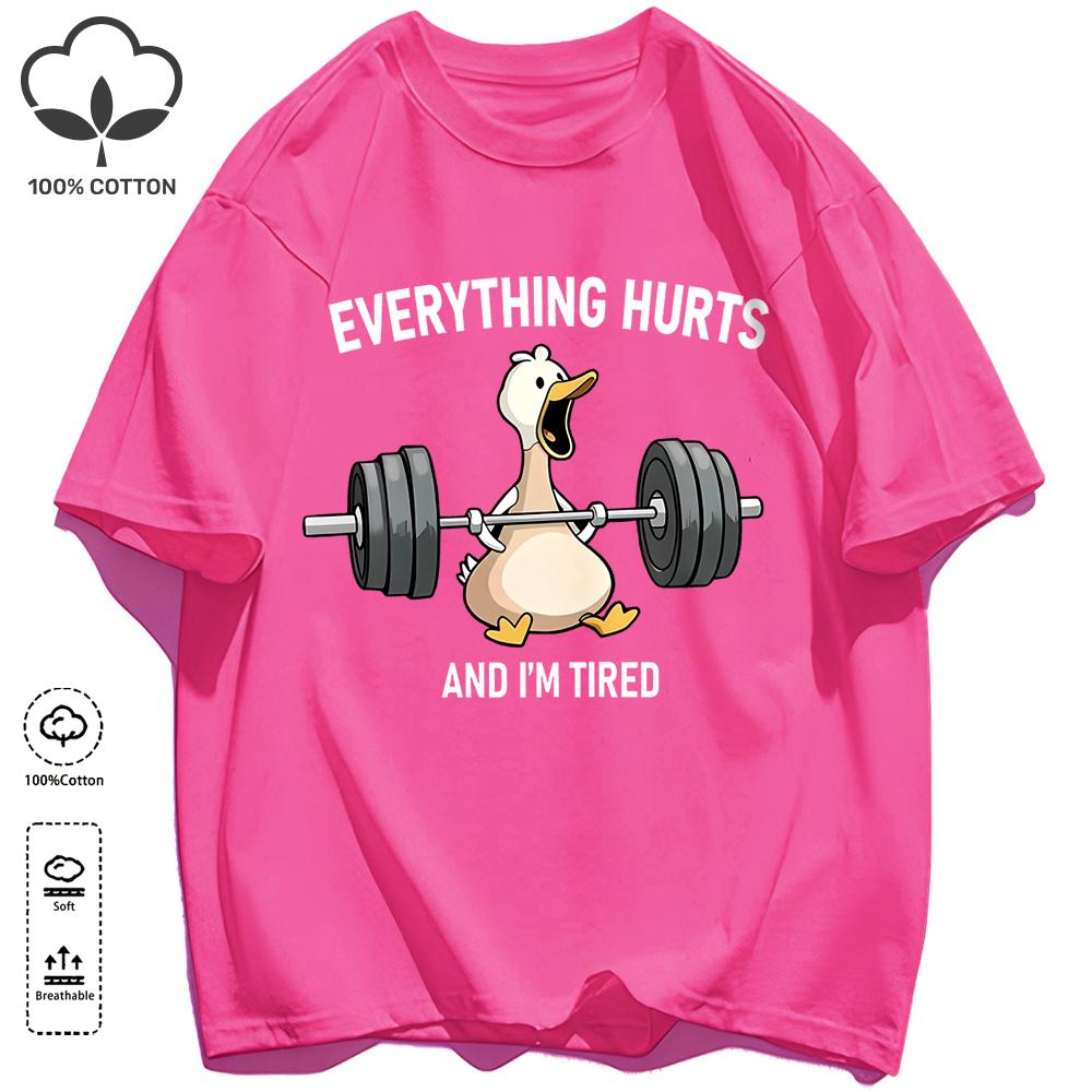 The Great Goose Striving For Fitness T-Shirt Unisex Loose Cotton Tee Trendy Summer Short Sleeve Unisex All-Match Hip Hop Clothing