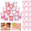 24/12Pcs Mini Wine Glass 1.5oz Heart Shape Cake Cup Tequila Spirit Shot Whiskey Glass Plastic for Festival Party Dessert Decor