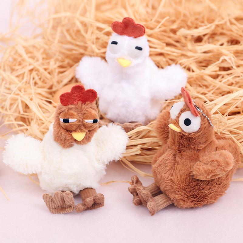 Adorable Plush Chicken Keychain Soft Short Plush Stuffed Animal Toy With Bubble Blowing Feature