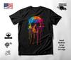 Colorful Skull Neon Graphic T-Shirt Black Unisex S-2XL