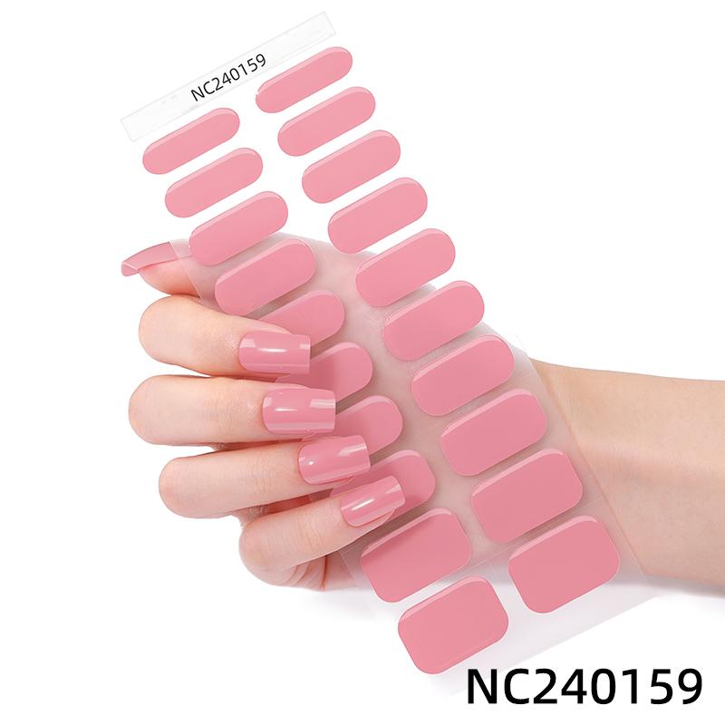 Hot Sell Custom Logo HEMA-Free Gel Polish Nail Stickers New Solid Color Styles Semi Cured Gel Nail Wraps 20 Gel Nail Strips