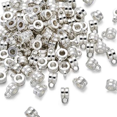 30/60/100pcs Silver Pillar Hanging Bead Slider Hanging Chain Bohemian Style European Bracelet Pendant