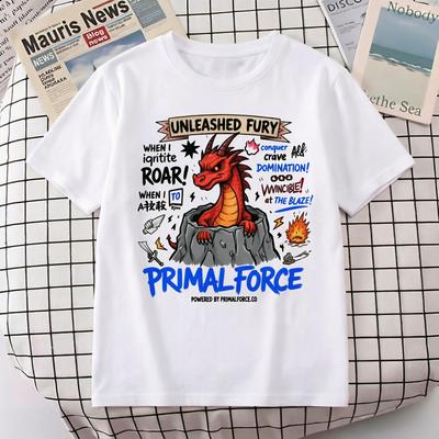 Primal Force Red Dragon Unleashed Fury Graphic T Shirt Unisex Women Casual Cotton Short Sleeve Print Tee Streetwear