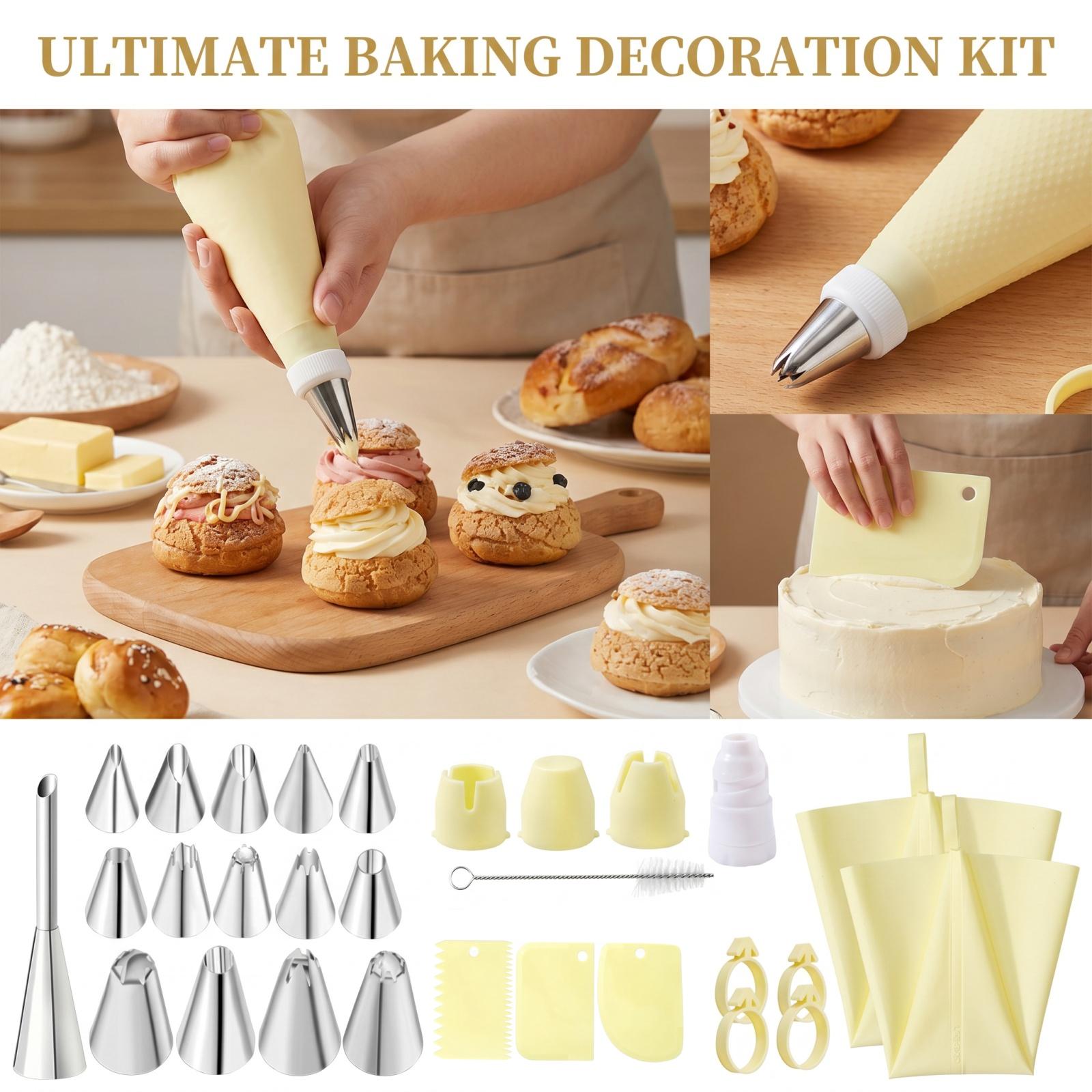29-Piece Piping Tips Set with Bags and Icing Nozzles for and Baking One Size жёлтый