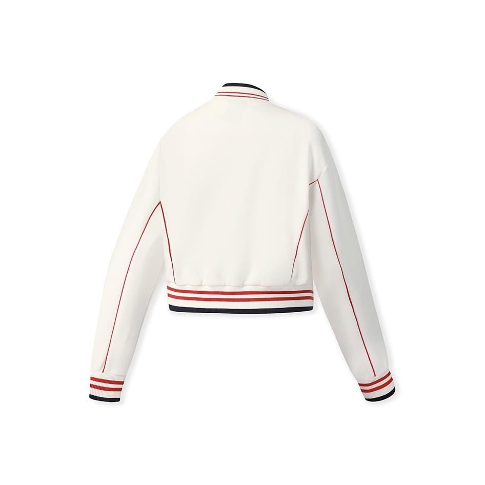 FILA Tennis Minimalist Comfortable Casual Sports Tennis Style Versatile Short Loose Knit Jacket Women jackets Cloud-Mushroom-White A11W543519FWT