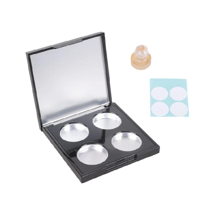 

Eyeshadow Palette Case 4 Individual Compartments For 26.5mm Round Pans Plastic Construction Makeup Container чёрный