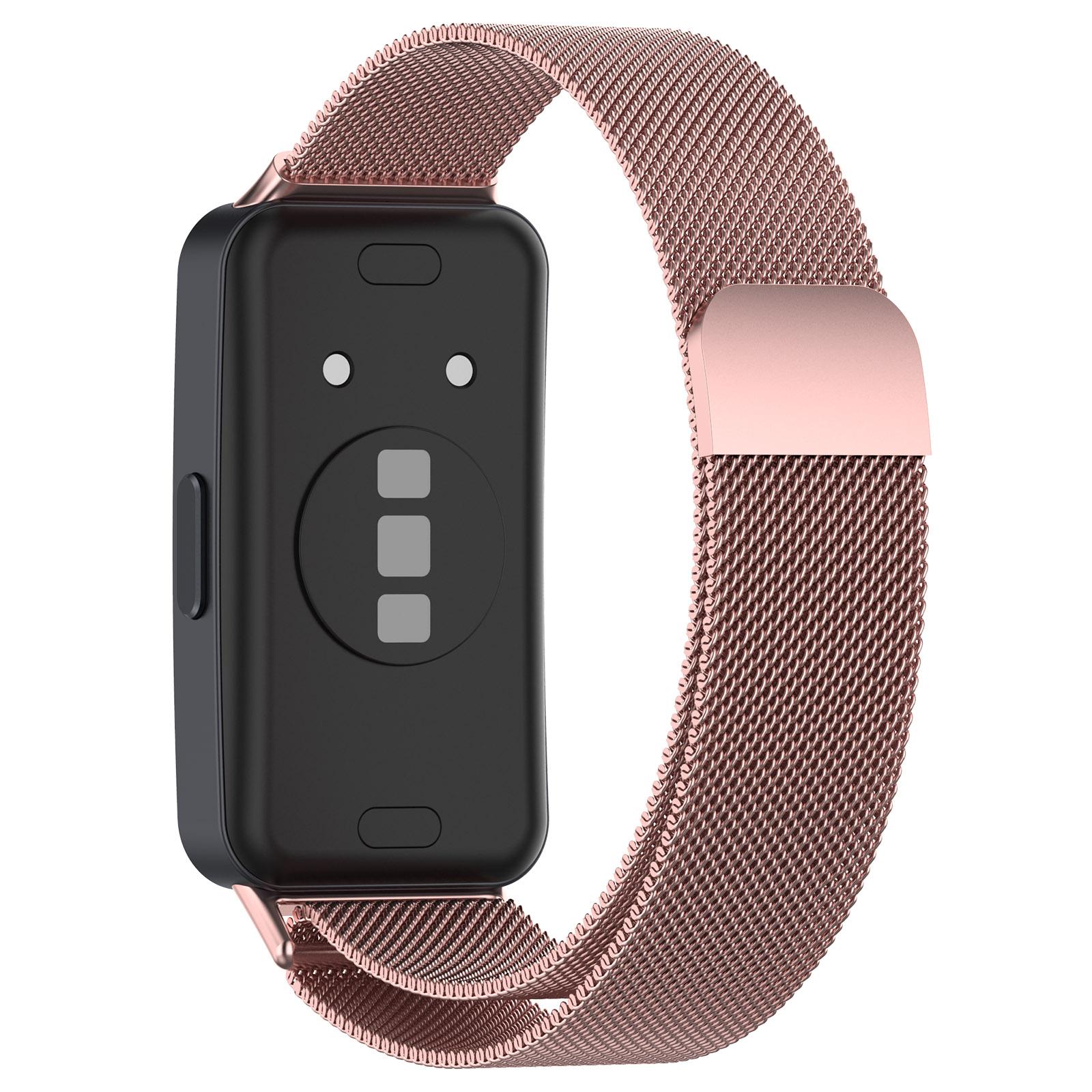 

For Huawei Band 8/Band 8 NFC/Band 9/Band 9 NFC Replacement Wrist Band Metal Milanese Magnetic Watch Strap Rose Pink