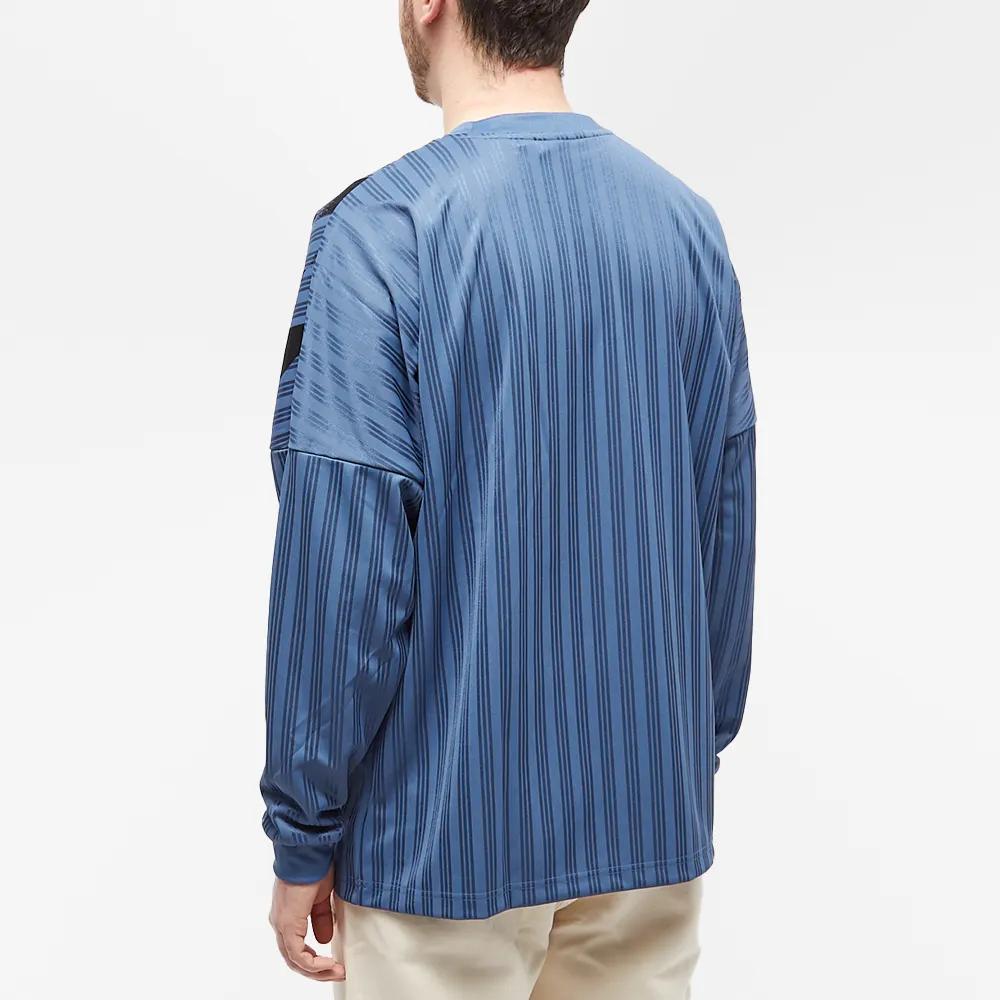 Adidas Originals Rekive Allover Striped Print Crew Neck Long Sleeve T-Shirt Men Tops Blue HK7331