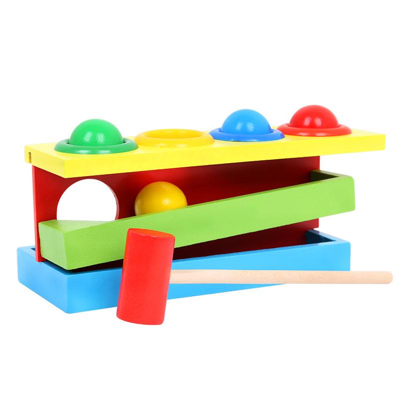 Kid Hammer Wooden Ball Early Educational Toy Ecofriendly Painted Color Matching