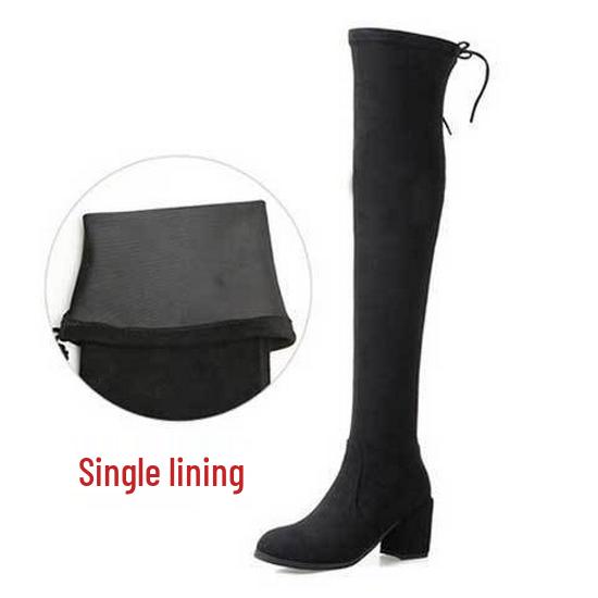 Iarna 2025 Cizme Dama Peste Genunchi cu Toc Gros Elastic