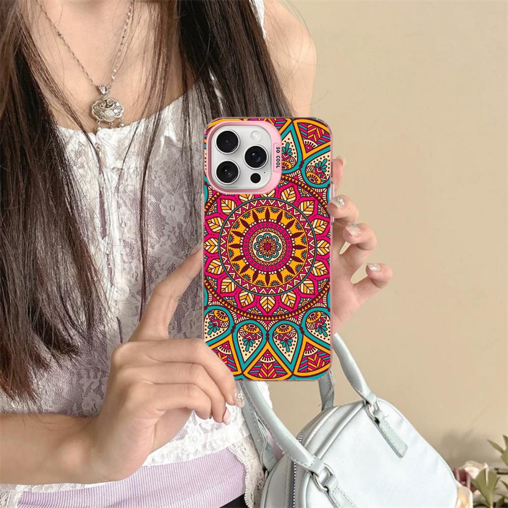 Mandala Flower Totem Phone Case For iPhone 16 15 14 13 12 11 Pro Max X XR XSMAX 8 7 Plus Matte Shockproof Back Cover