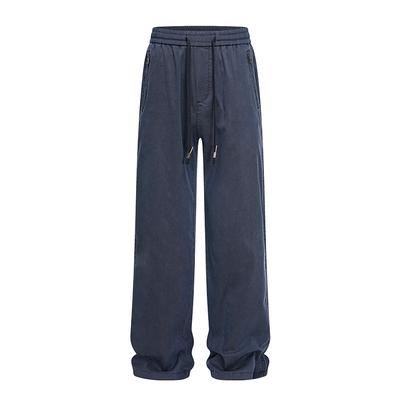 Retro Waschbare Lyocell Eis Seide Sporthose Herren Tasche Reißverschluss Gerade Mittelhoch Freizeit Hose