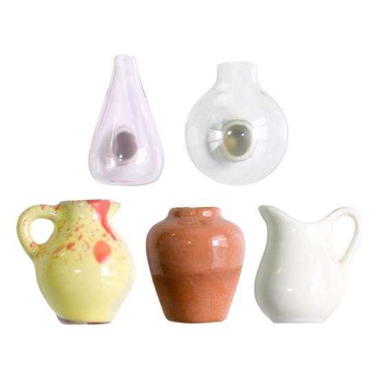 1/5/7Pcs 3D Vase Ceramic Fridge Magnet Chinese Style Mini Flower Vase Refrigerator Magnet Home Office Kitchen Refrigerator Decoration