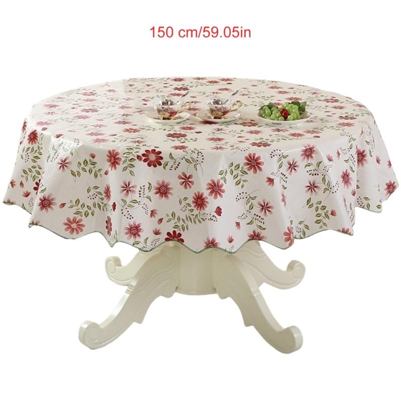 Florals Pattern Tablecloth Oilproof Waterproofs Easy Cleaning Round Table Cover for Home Restaurant Decors Table Cloth