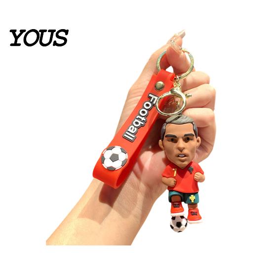 Keychain Charm Pendant, Football Star Figure Key Holder with Exquisite Craftsmanship Lanyard, Bag Pendant for Backpacks Handbags Cars Wallets