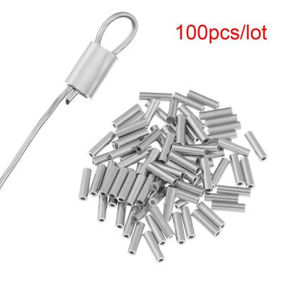 100pcs/lot Portable Round Aluminum High Quality Connector Fishing Wire Tube Crimp Sleeve Single Aluminum Line Crimping Sleeves