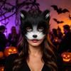Halloween Beast Girl Outfit Plush Fox Cosplay Mask, Fluffy Tail, Costumes Props, Fuzzy Anime Costume Accessories Mask for Party Convention And