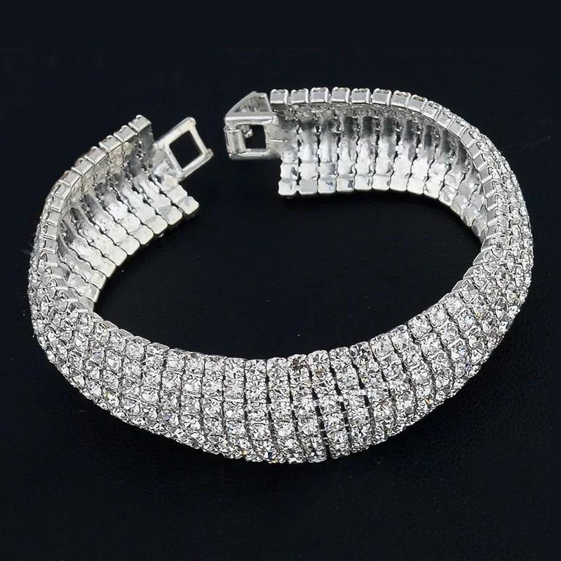 Women Summer Fashion Charm Crystal Rhinestone Cuff Bracelet Bangle Jewelry Gift Hot Sale Accessories Creative Birthday Gifts