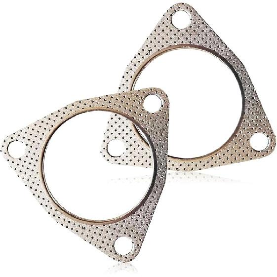 MLY 2 PCS Exhaust Gasket, 2.5  Three-Bolt Exhaust Flange Gasket, Durable Catalytic Converter Gasket Replacement Accessories, Universal For Most 2.5