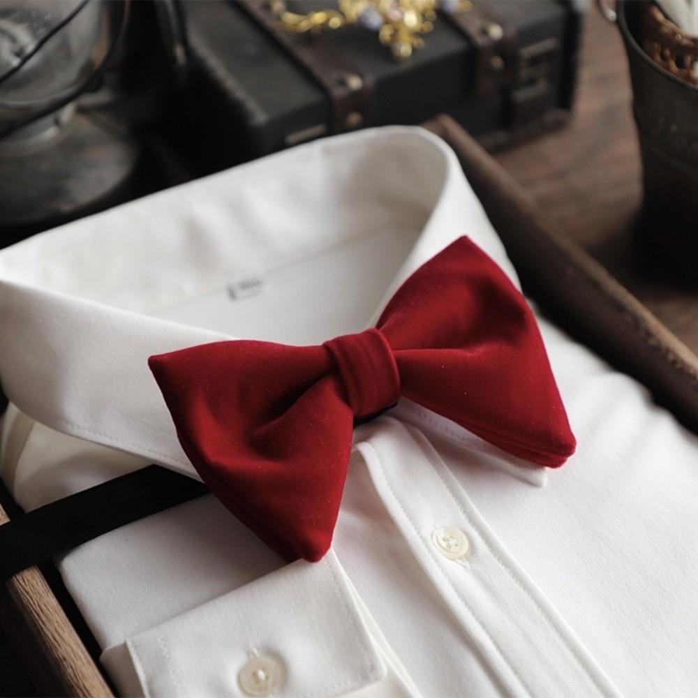 Fashion Pre-tied Black Velvet Bowties Exquisite Tuxedo Accessories Big Bow Tie Elegant Oversized Bow Tie Wedding Party