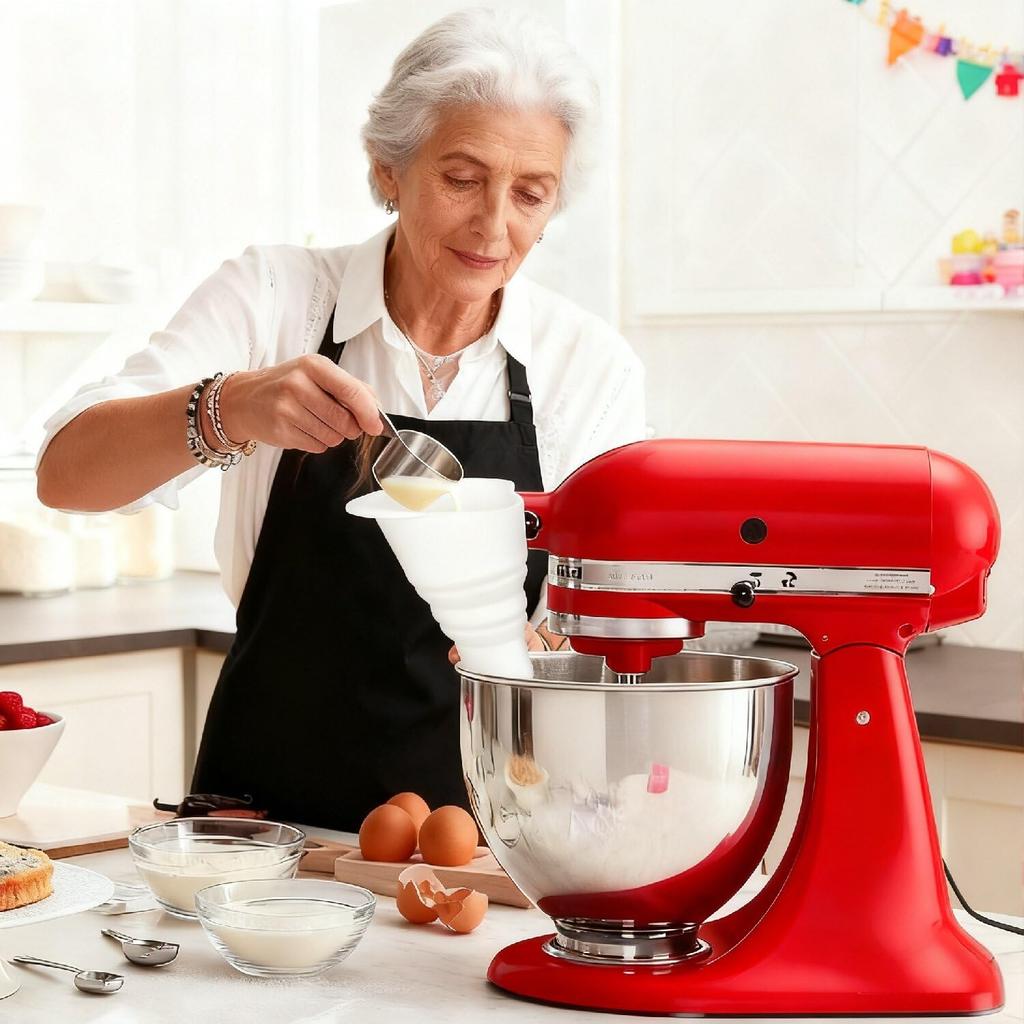 Funnel for Kitchen Aid Mixer, Silicone Funnel Foldable Kitchen Funnels Stand Mixer Attachment, Fits Kitchen Aid Artisan Ksm150 5-Quart Tilt-Head