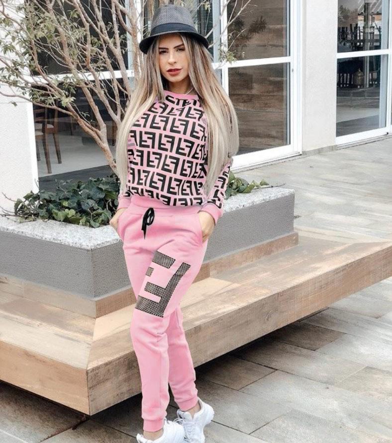 2024 Autumn Hot Style Women's Print Sweatshirt Two-Piece Set