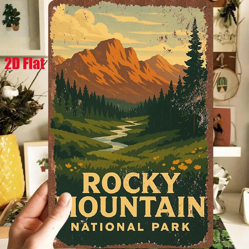 D Flat pc DFlat Metal Sign Retro Tin Painting Rocky Mountain National Park X InchesX Cm Depicting Magnificent