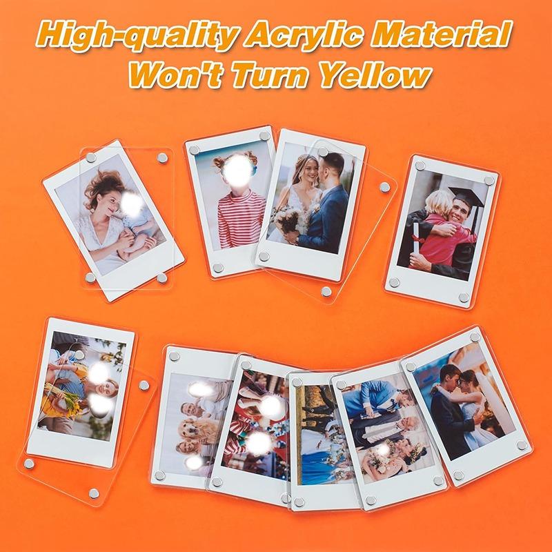 Clear Minimalist Photo Frame with Magnetic Transparent Acrylic Photo Card Display, Suitable for Refrigerator -Size: 1in 3in 4in