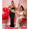 Women Sexy Chic Shiny Rhinestone Long Dress Elegant Back Slim Dresses Fashion Party Club Evening